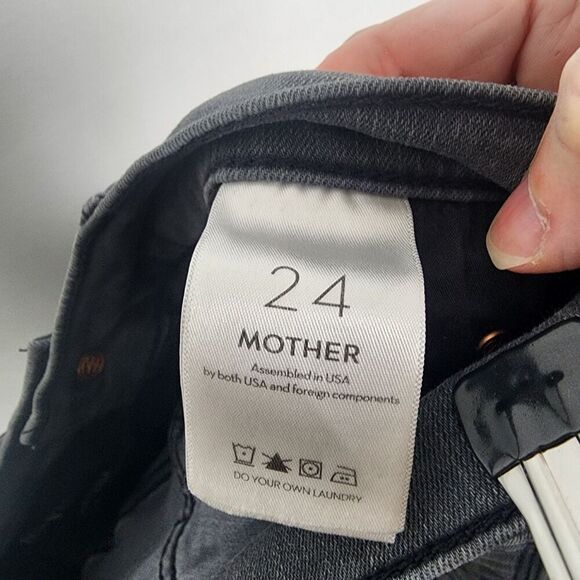 MOTHER The Insider crop Step Fray Jeans Size 24 Dark Grey Punk Grunge Casual - Picture 7 of 8